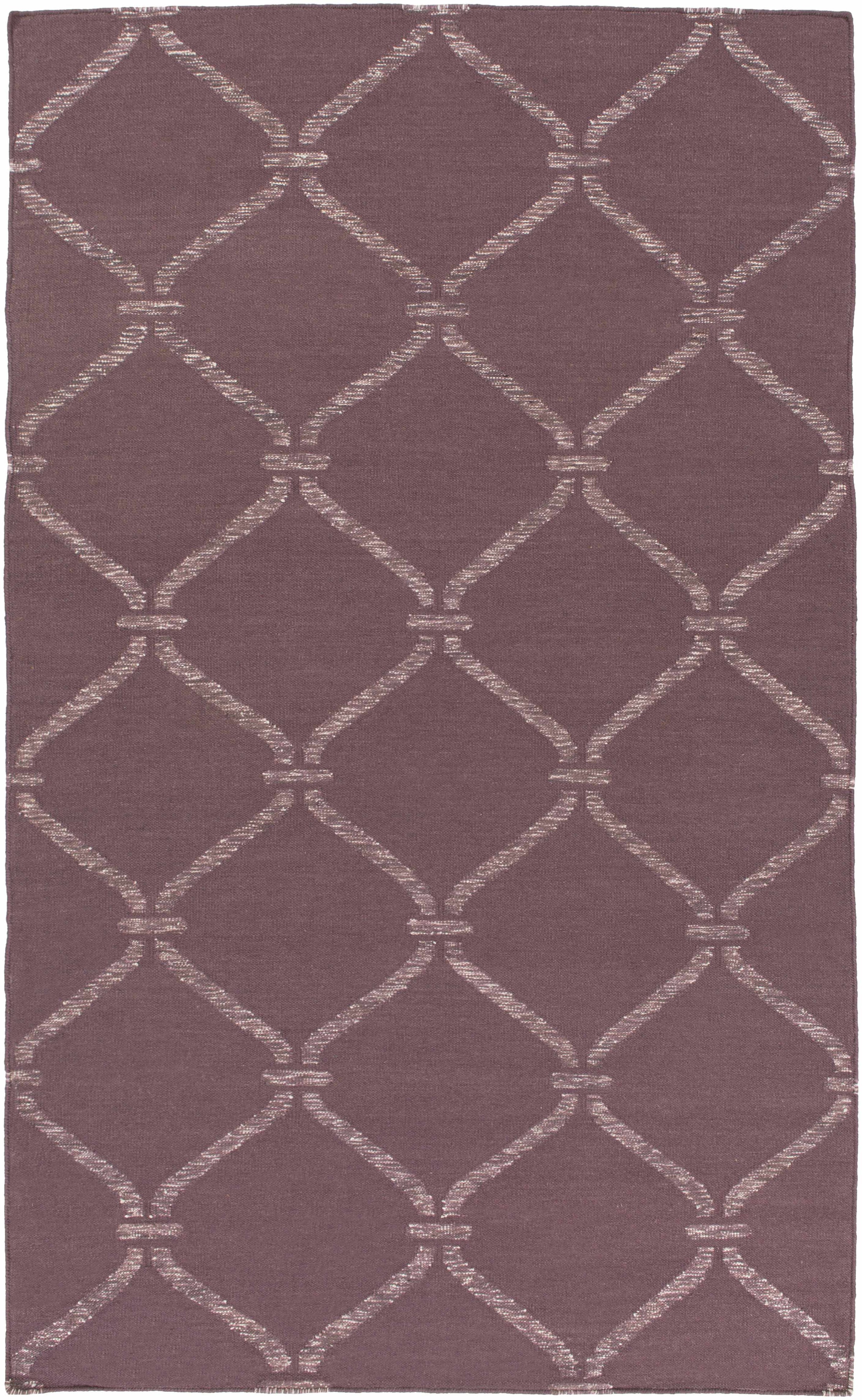Mauve Hand Woven 50% Wool, 30% Viscose, 20% Cotton Modern Rectangle Handmade rug, Indoor use only, no fringe, non-washable. runner also available