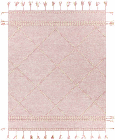 Mauve Hand Tufted 100% Wool Global Rectangle Handmade rug, Indoor use only, has fringe, non-washable.