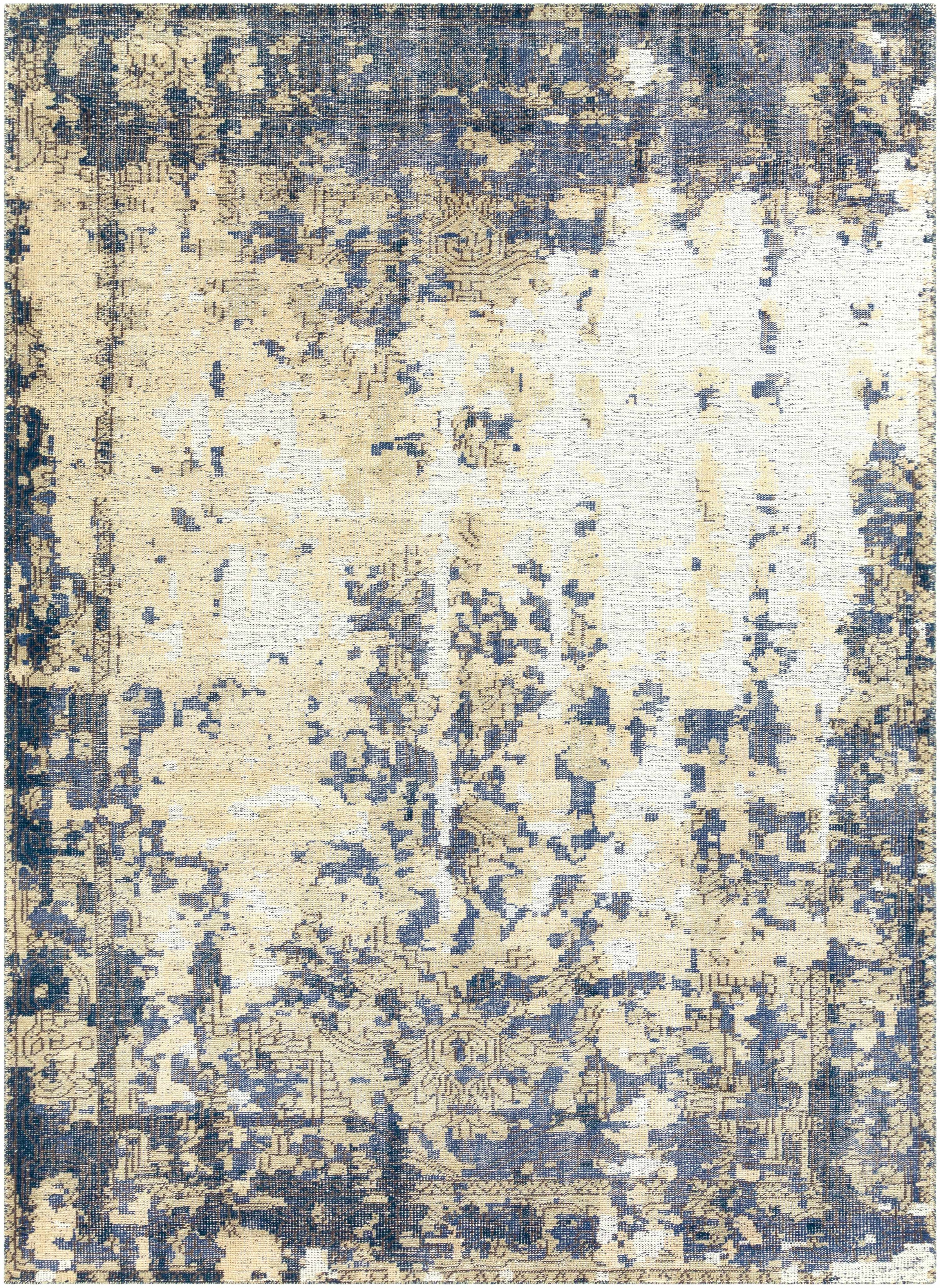 Dark Blue Hand Knotted 100% Wool Modern Rectangle Handmade rug, Indoor use only, no fringe, non-washable.