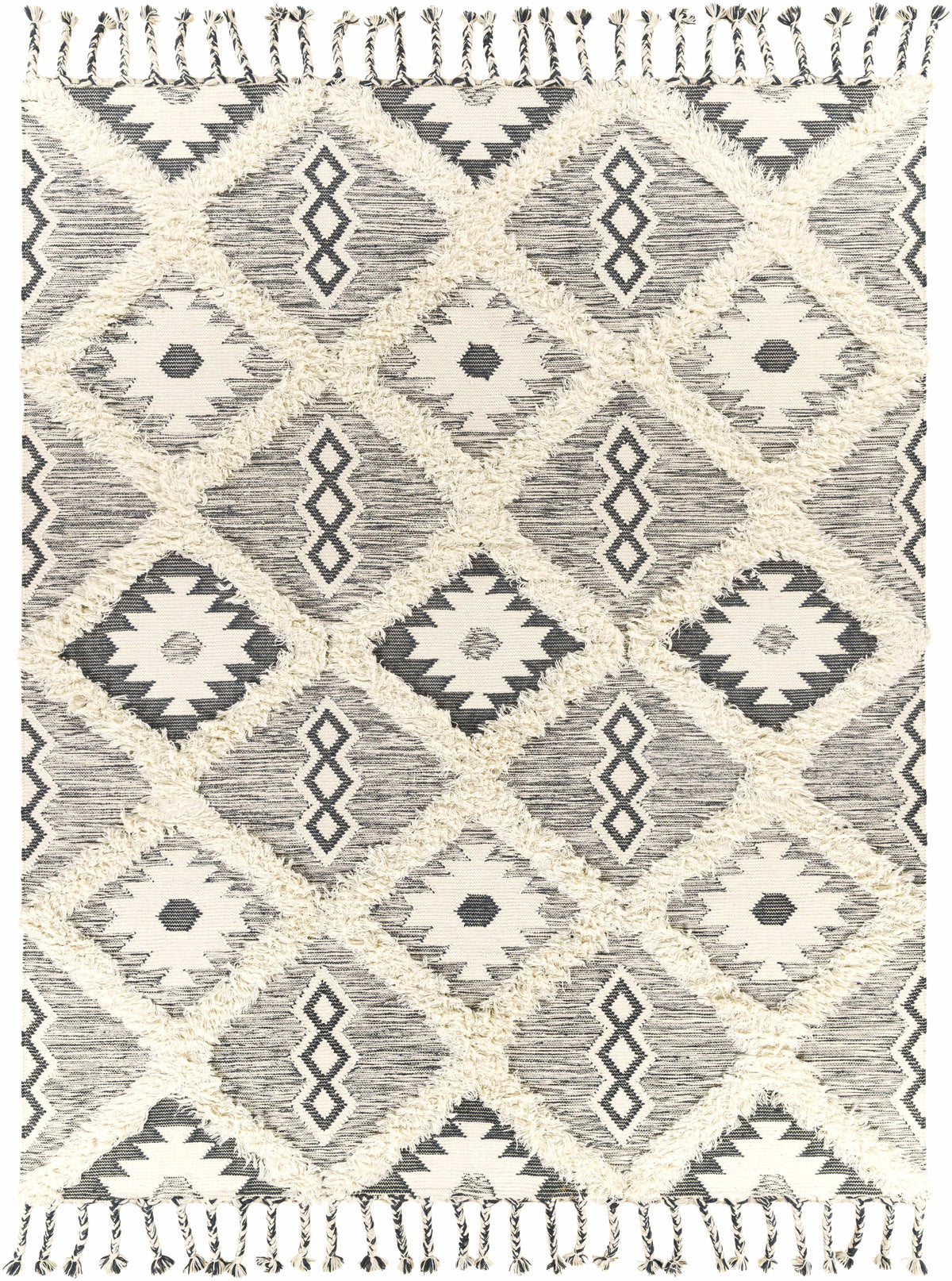 Charcoal Hand Woven 100% Wool Global Rectangle Handmade rug, Indoor use only, has fringe, non-washable. runner also available