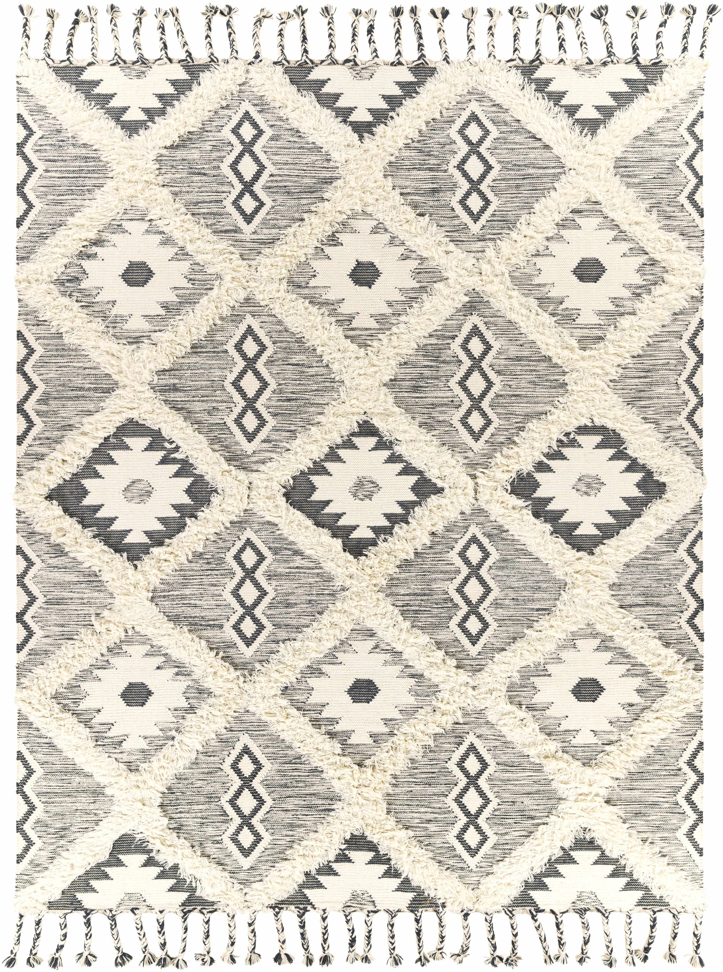 Charcoal Hand Woven 100% Wool Global Rectangle Handmade rug, Indoor use only, has fringe, non-washable. runner also available