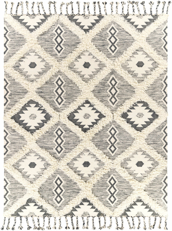 Charcoal Hand Woven 100% Wool Global Rectangle Handmade rug, Indoor use only, has fringe, non-washable. runner also available