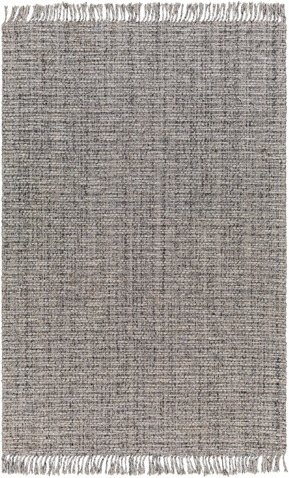 Light Slate Hand Woven 40% Wool, 40% Viscose, 20% Polyester Modern Rectangle Handmade rug, Indoor use only, has fringe, non-washable.