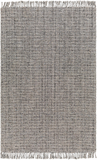 Light Slate Hand Woven 40% Wool, 40% Viscose, 20% Polyester Modern Rectangle Handmade rug, Indoor use only, has fringe, non-washable.