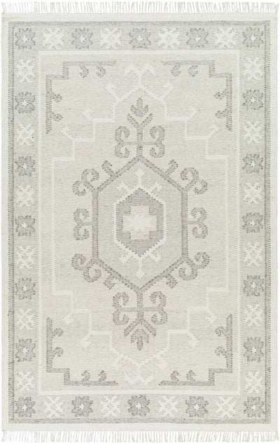 Off-White Hand Woven 100% Wool Traditional Rectangle Handmade rug, Indoor use only, has fringe, non-washable.