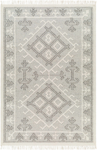 Off-White Hand Woven 100% Wool Traditional Rectangle Handmade rug, Indoor use only, has fringe, non-washable.