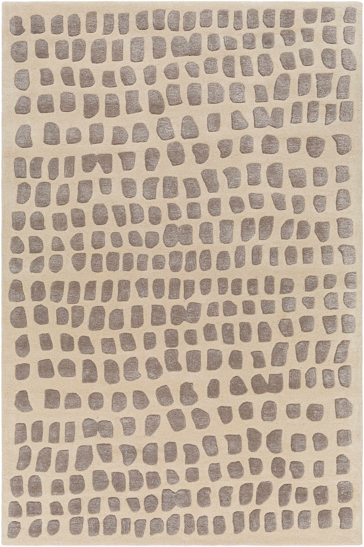 Light Beige Hand Tufted 70% Wool, 30% Viscose Modern Rectangle Handmade rug, Indoor use only, no fringe, non-washable.