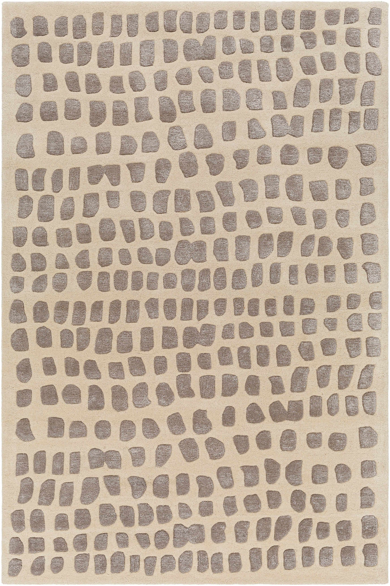 Light Beige Hand Tufted 70% Wool, 30% Viscose Modern Rectangle Handmade rug, Indoor use only, no fringe, non-washable.