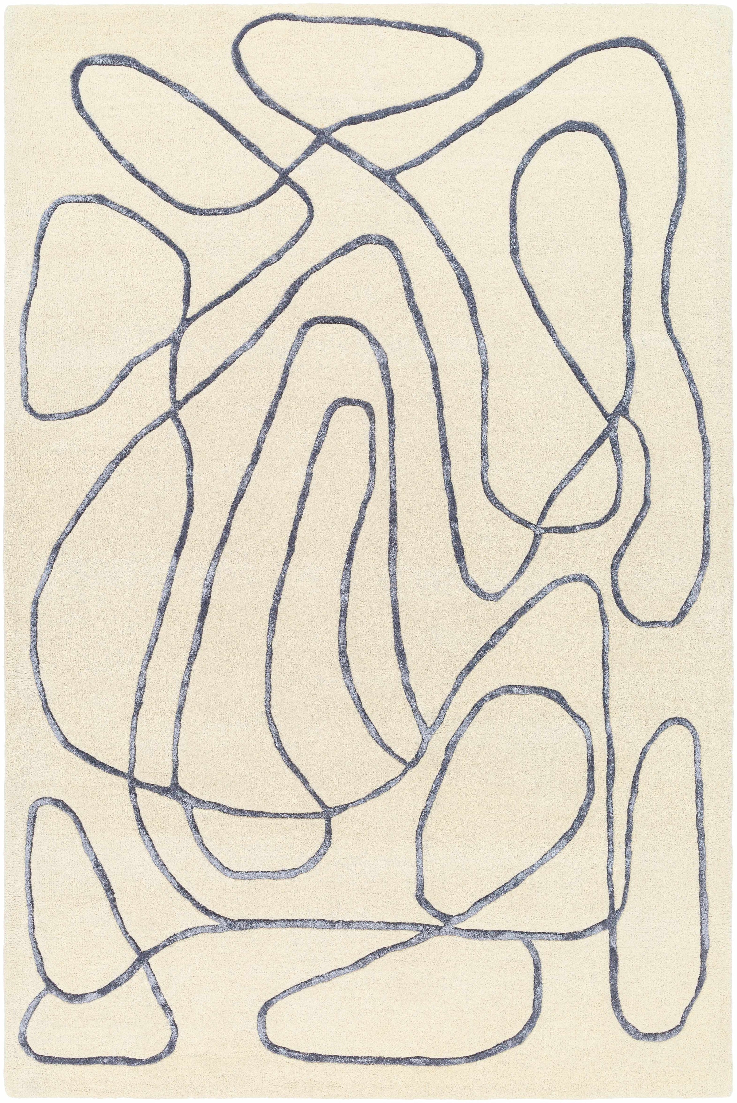 Beige Hand Tufted 70% Wool, 30% Viscose Modern Rectangle Handmade rug, Indoor use only, no fringe, non-washable.