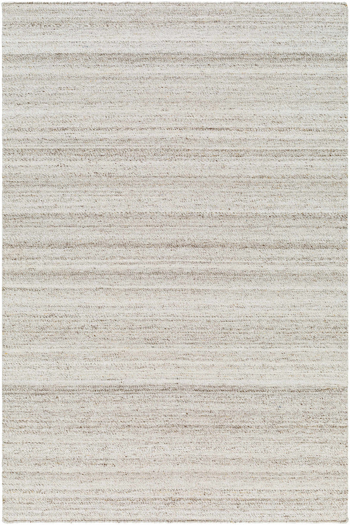 Cream Hand Woven 100% Recycled PET Yarn Modern Rectangle Handmade rug, Indoor use only, no fringe, non-washable.
