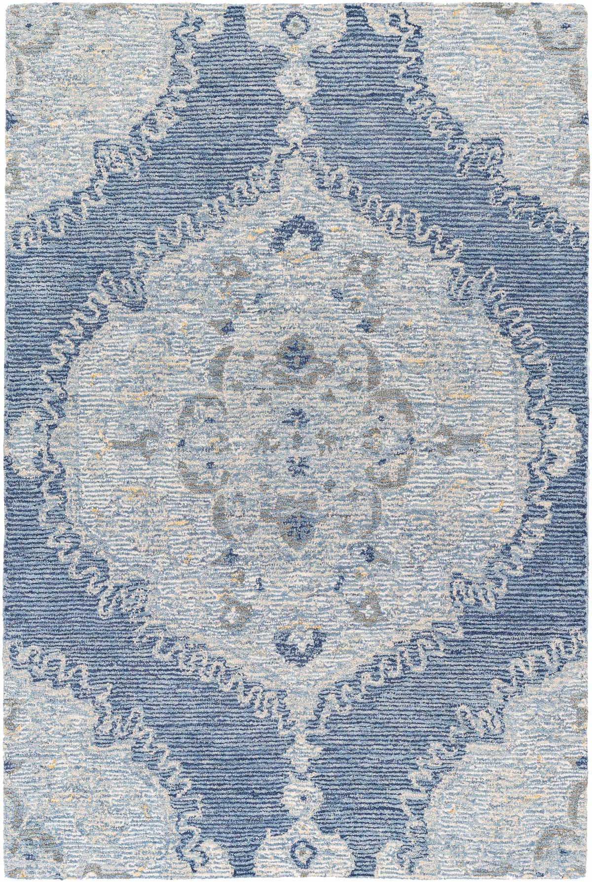 Medium Gray Hand Tufted 100% Wool Traditional Rectangle Handmade rug, Indoor use only, no fringe, non-washable.