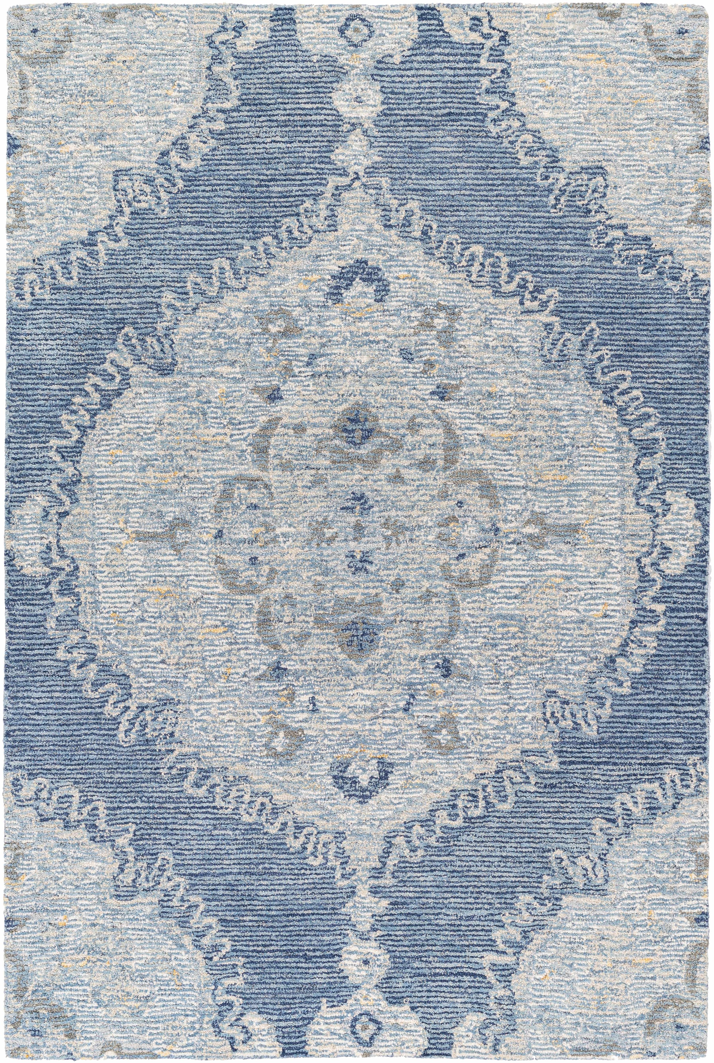 Medium Gray Hand Tufted 100% Wool Traditional Rectangle Handmade rug, Indoor use only, no fringe, non-washable.