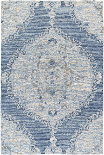 Medium Gray Hand Tufted 100% Wool Traditional Rectangle Handmade rug, Indoor use only, no fringe, non-washable.