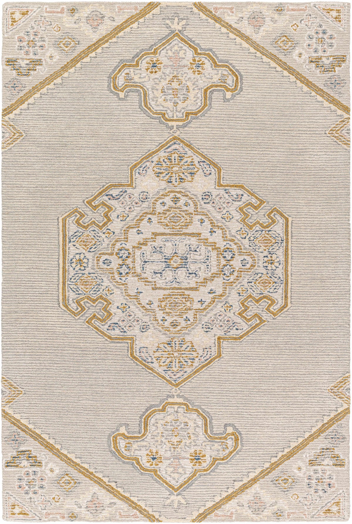 Medium Gray Hand Tufted 100% Wool Traditional Rectangle Handmade rug, Indoor use only, no fringe, non-washable.
