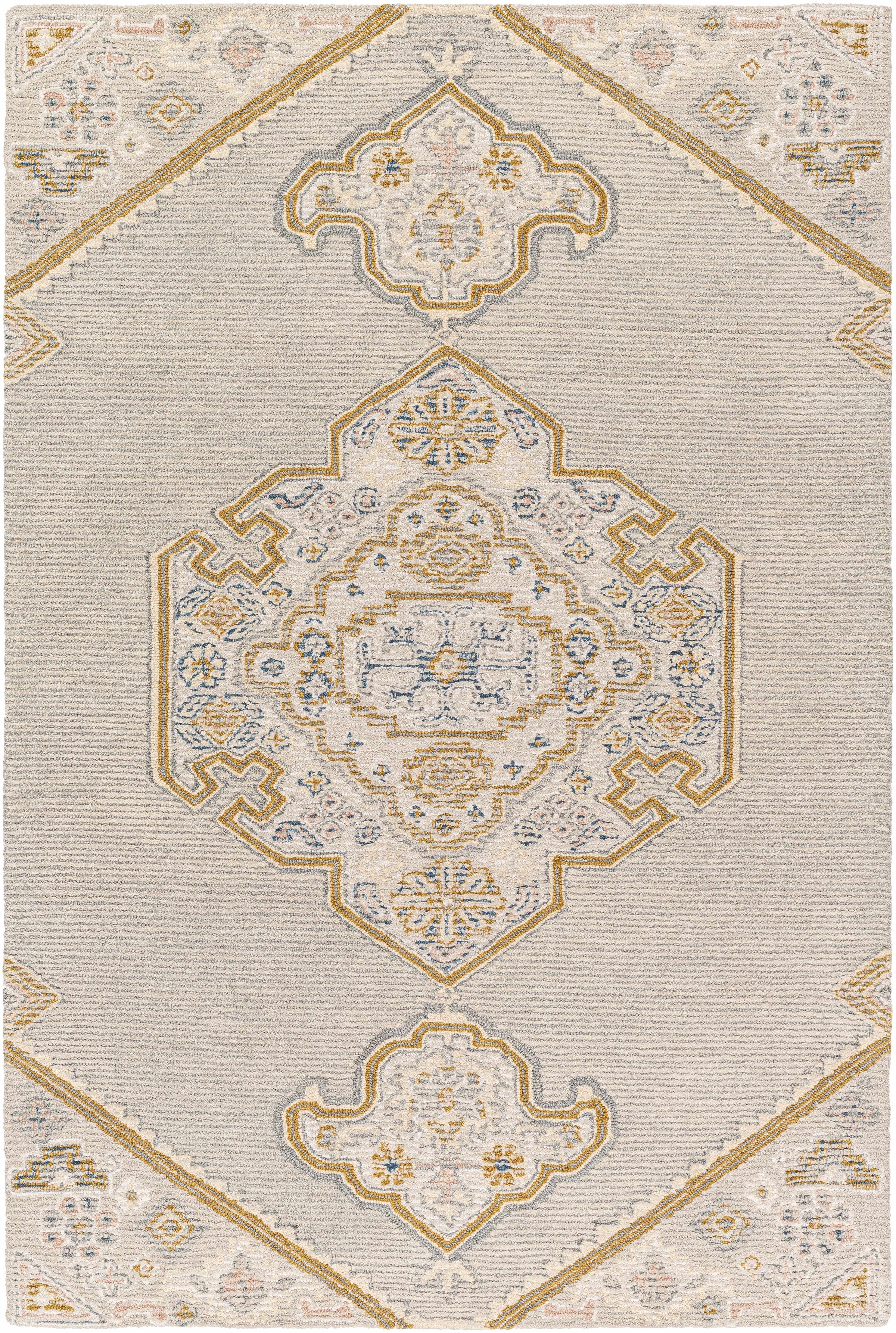 Medium Gray Hand Tufted 100% Wool Traditional Rectangle Handmade rug, Indoor use only, no fringe, non-washable.