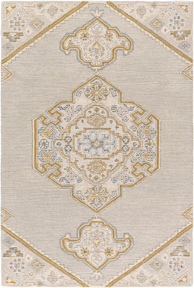 Medium Gray Hand Tufted 100% Wool Traditional Rectangle Handmade rug, Indoor use only, no fringe, non-washable.