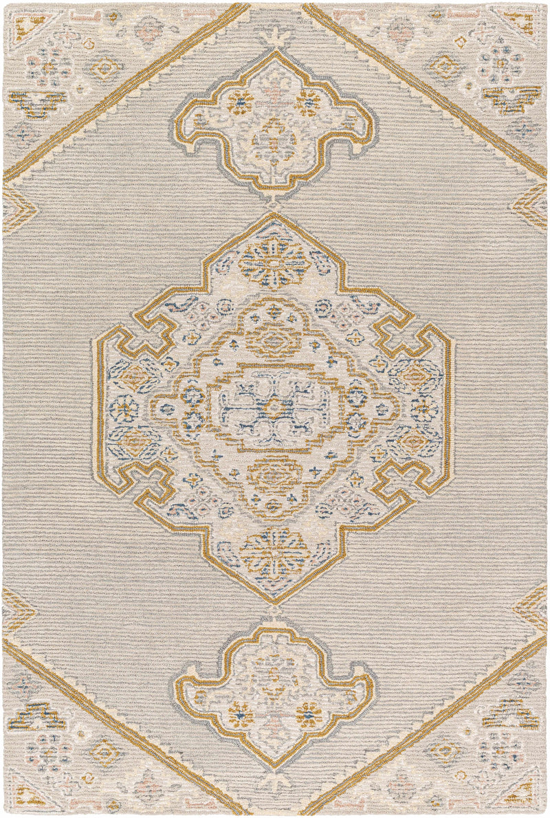 Medium Gray Hand Tufted 100% Wool Traditional Rectangle Handmade rug, Indoor use only, no fringe, non-washable.