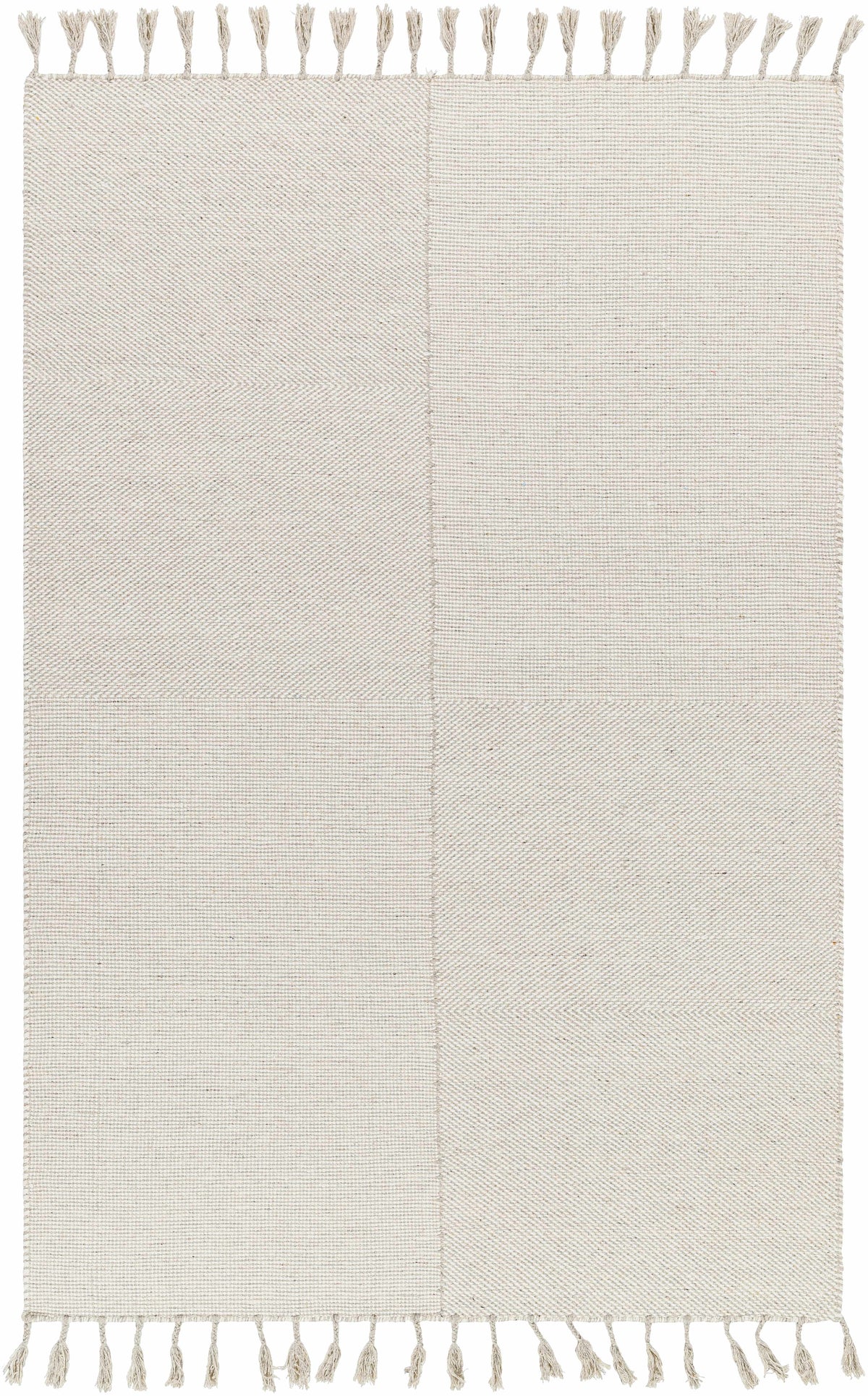 Cream Hand Woven 100% Wool Global Rectangle Handmade rug, Indoor use only, has fringe, non-washable.