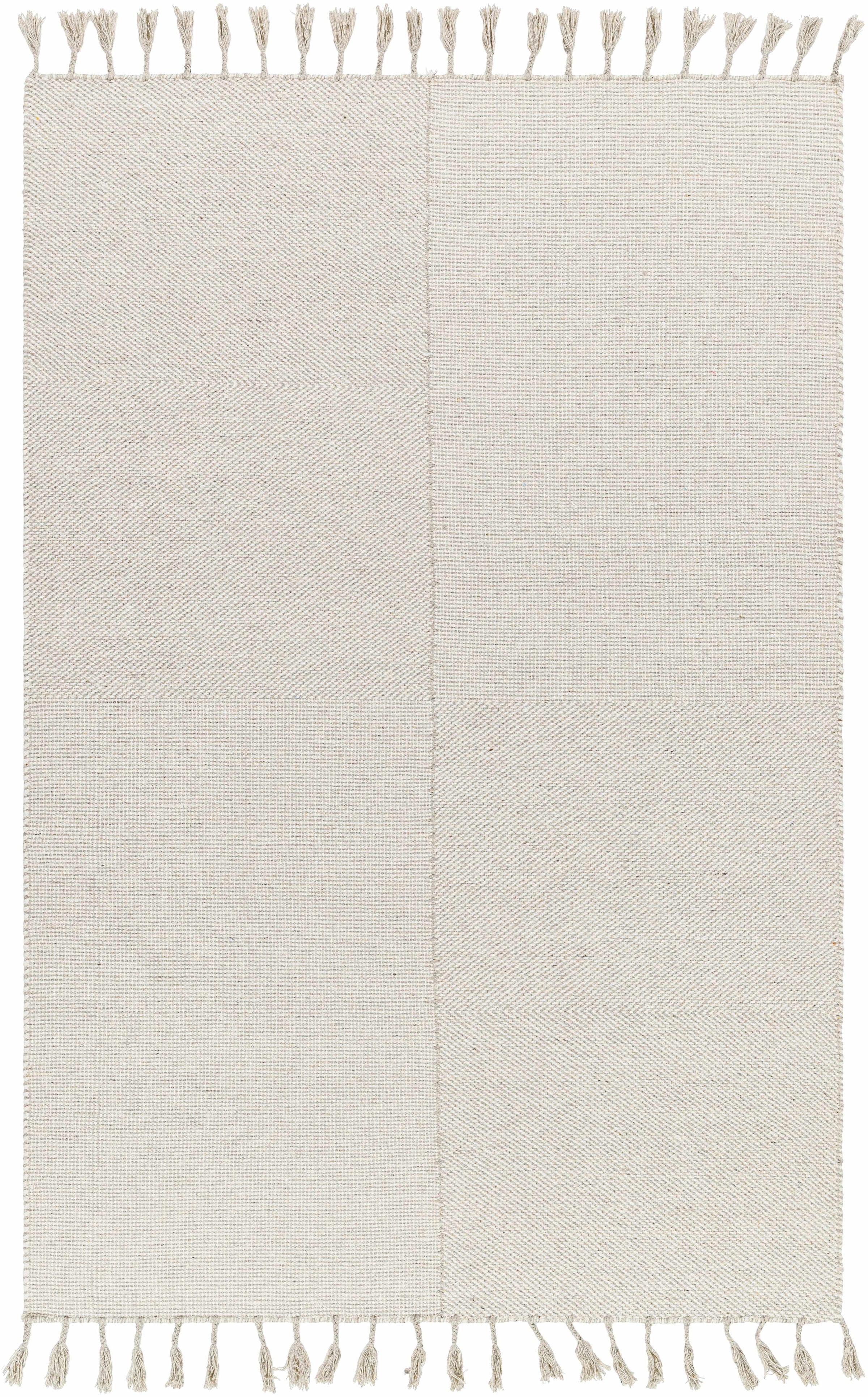 Cream Hand Woven 100% Wool Global Rectangle Handmade rug, Indoor use only, has fringe, non-washable.