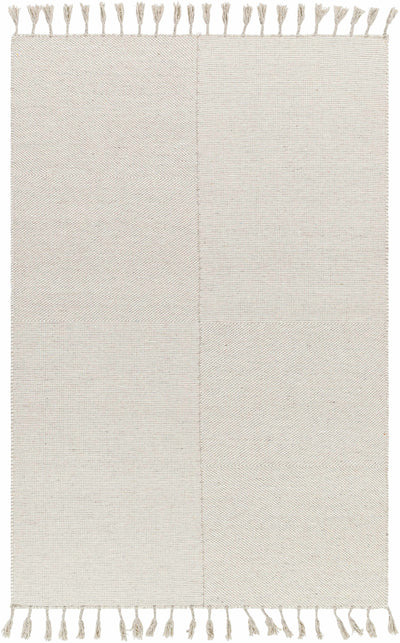 Cream Hand Woven 100% Wool Global Rectangle Handmade rug, Indoor use only, has fringe, non-washable.
