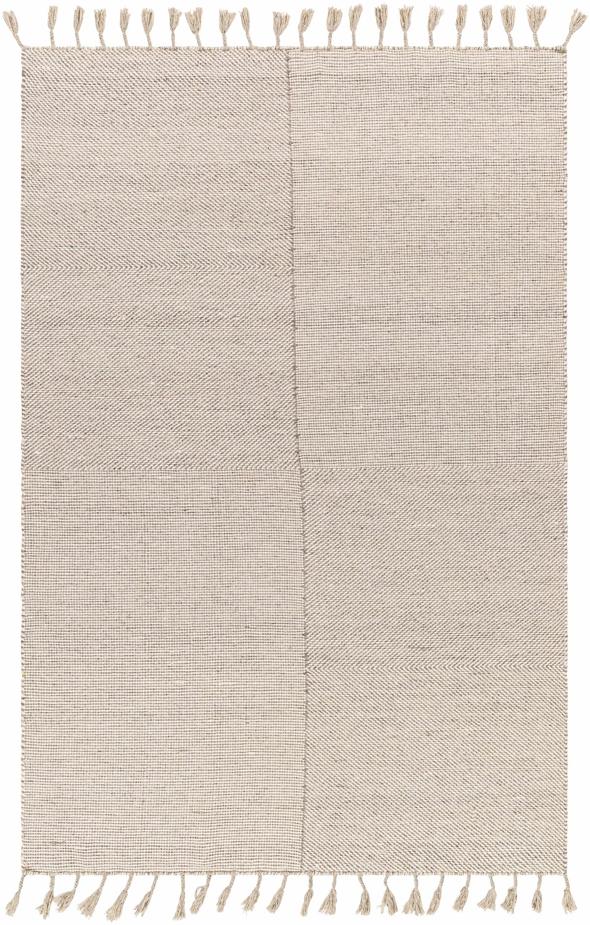 Cream Hand Woven 100% Wool Global Rectangle Handmade rug, Indoor use only, has fringe, non-washable.