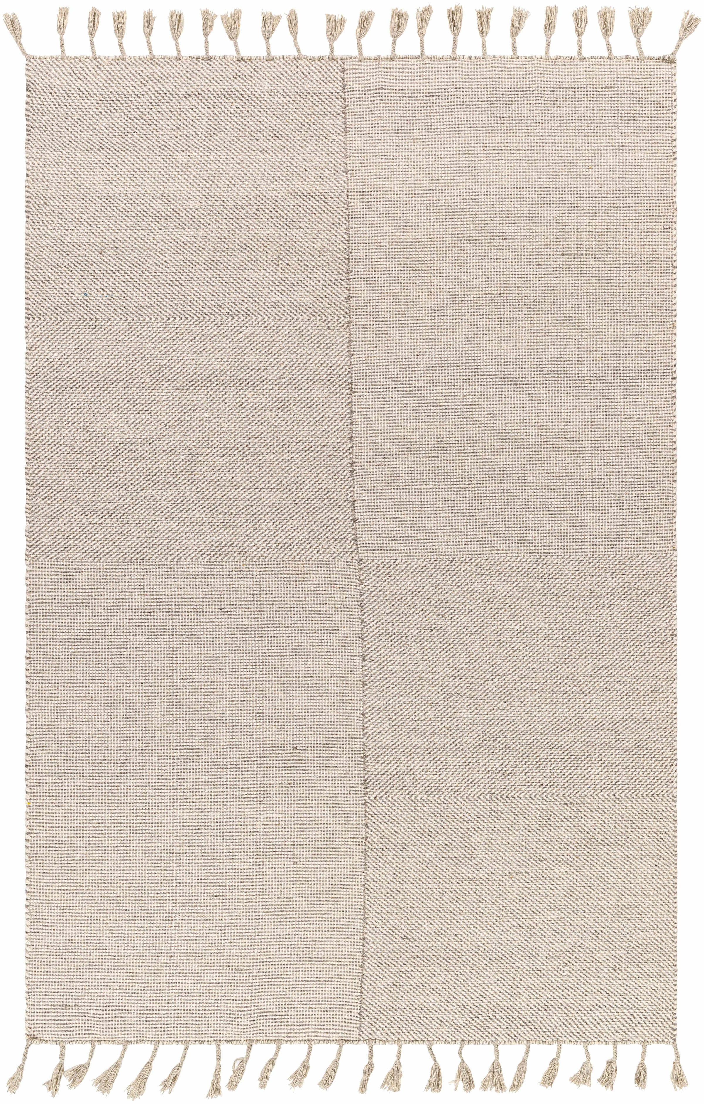 Cream Hand Woven 100% Wool Global Rectangle Handmade rug, Indoor use only, has fringe, non-washable.