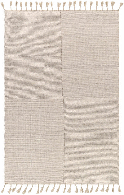 Cream Hand Woven 100% Wool Global Rectangle Handmade rug, Indoor use only, has fringe, non-washable.