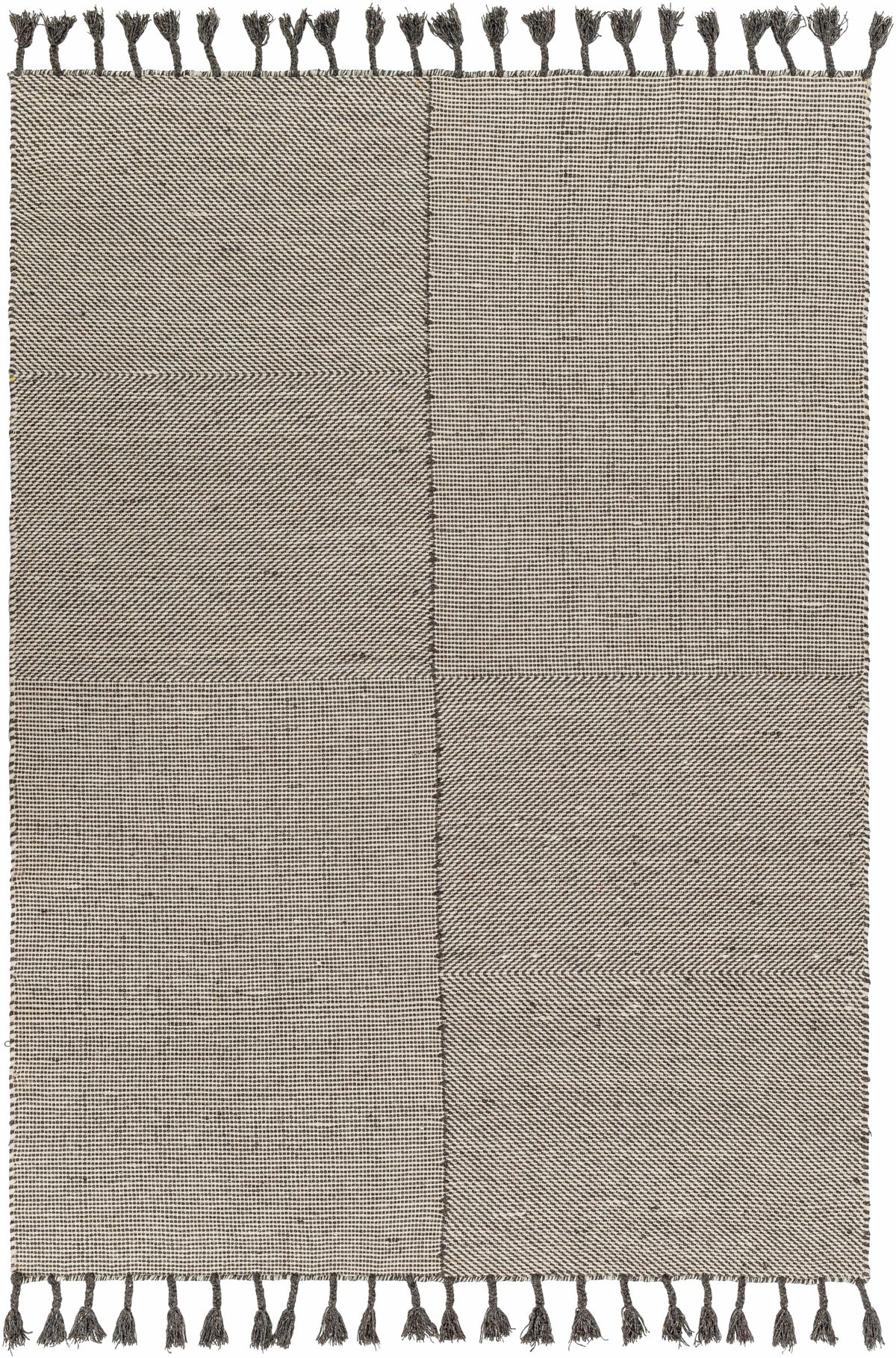 Off-White Hand Woven 100% Wool Global Rectangle Handmade rug, Indoor use only, has fringe, non-washable.