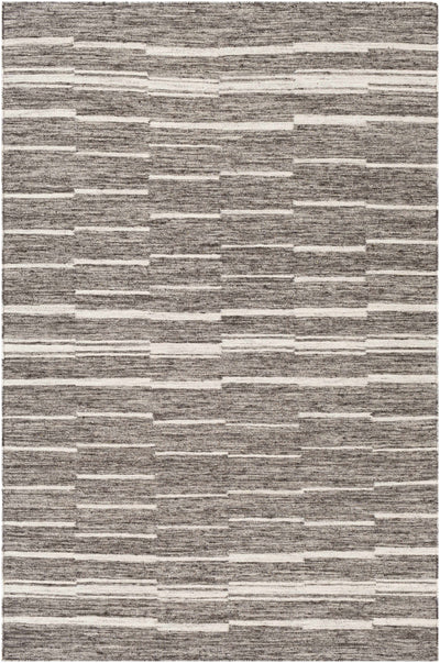 Charcoal Hand Woven 60% Wool, 40% Viscose Global Rectangle Handmade rug, Indoor use only, no fringe, non-washable.
