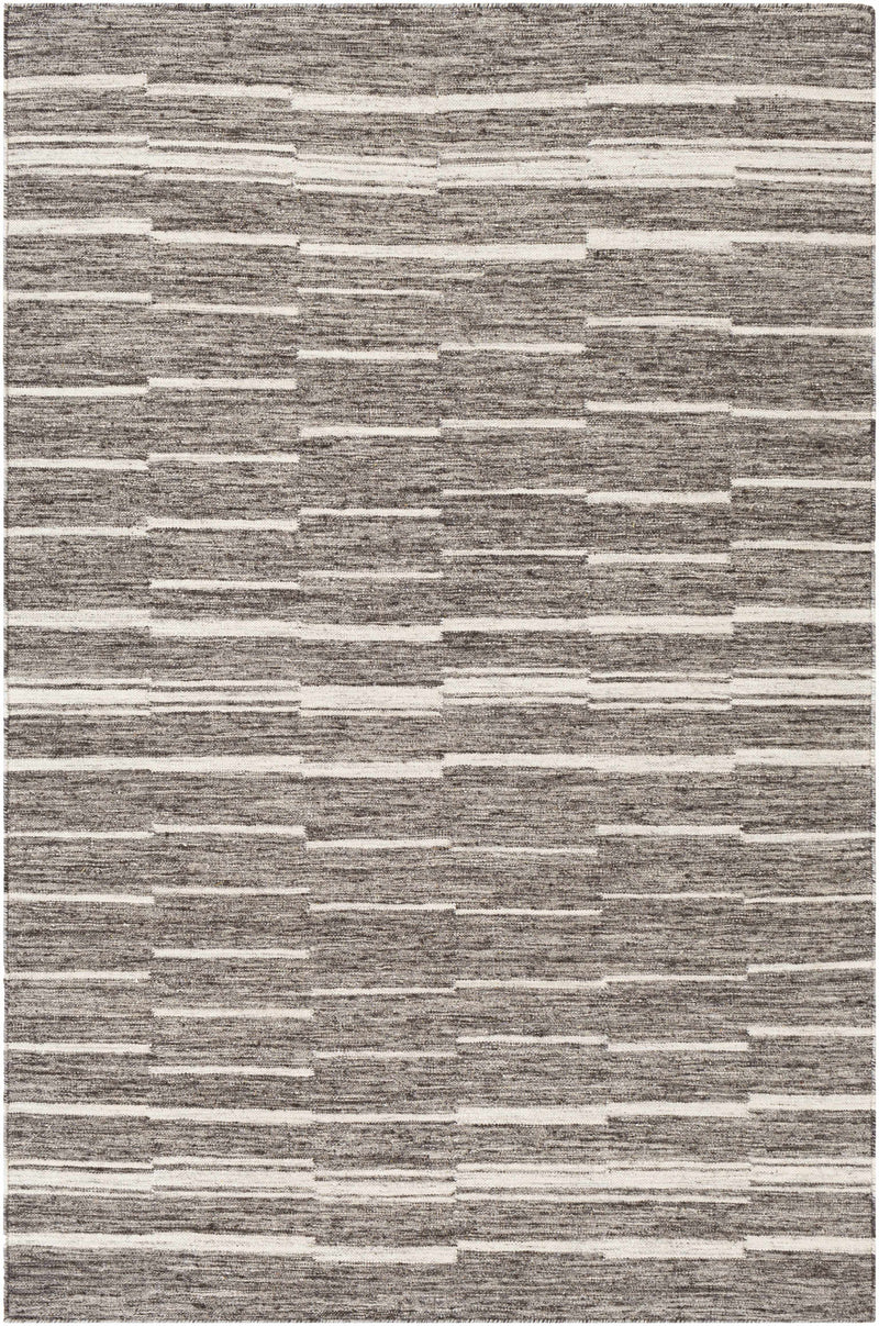 Charcoal Hand Woven 60% Wool, 40% Viscose Global Rectangle Handmade rug, Indoor use only, no fringe, non-washable.