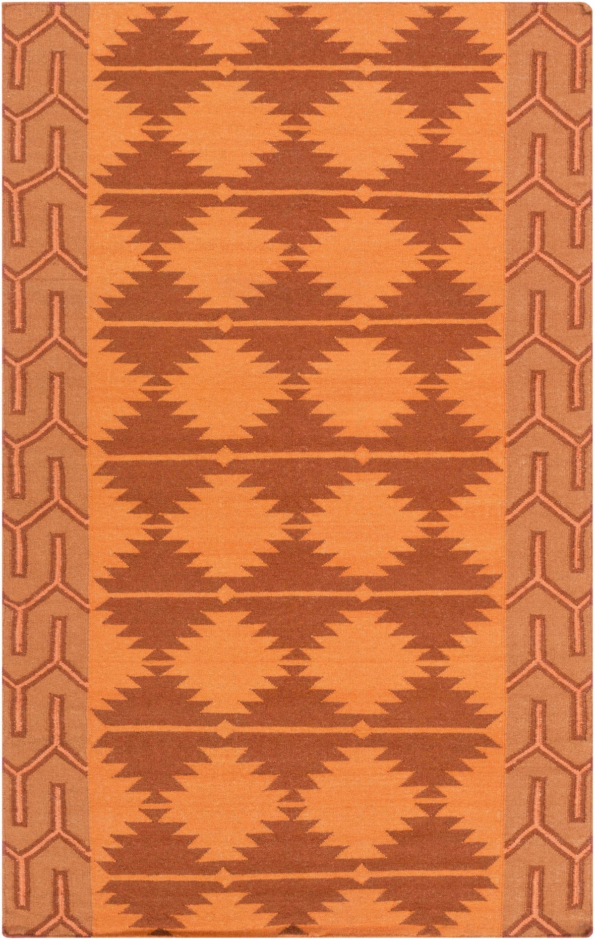 Burnt Orange Hand Woven 100% Wool Modern Rectangle Handmade rug, Indoor use only, no fringe, non-washable. runner also available