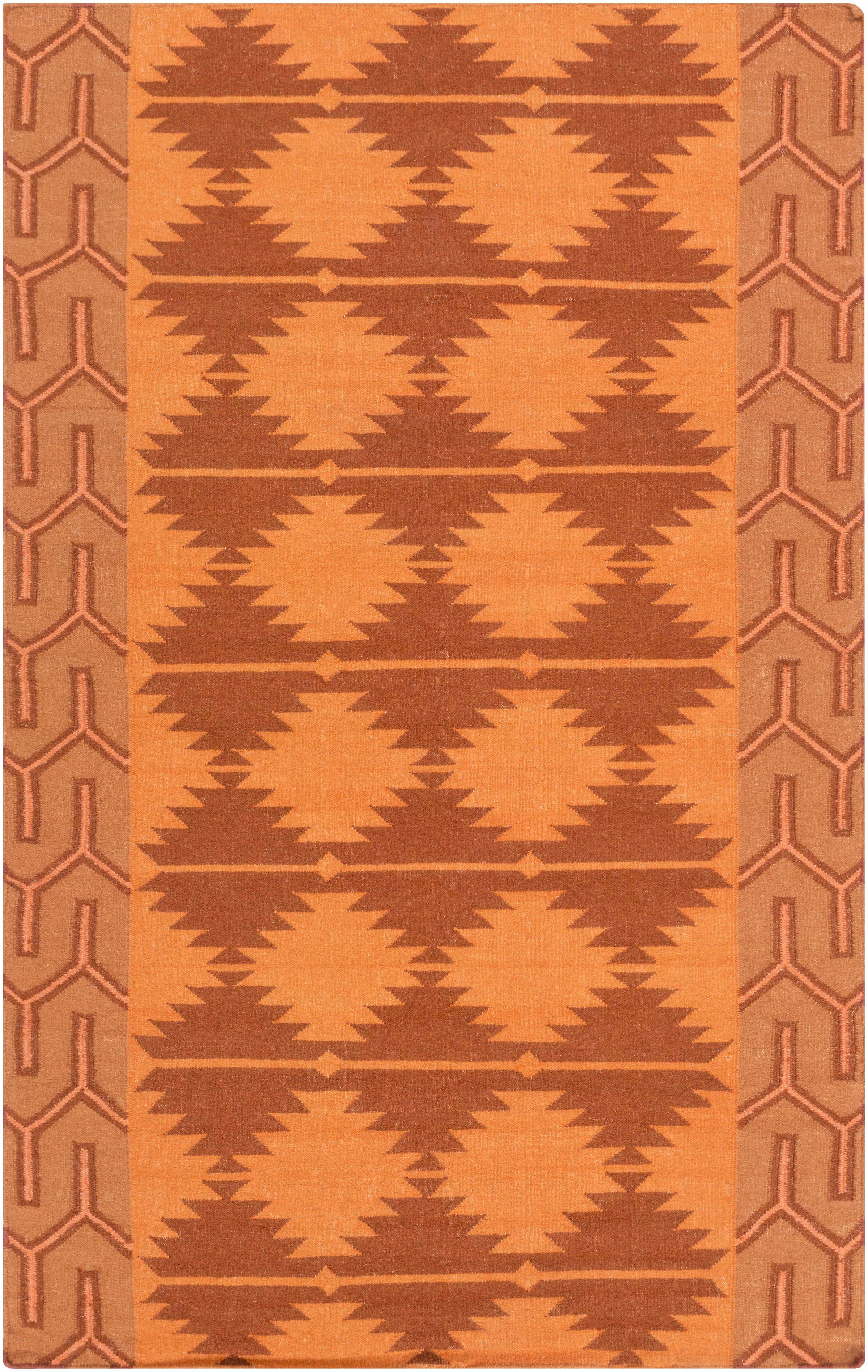 Burnt Orange Hand Woven 100% Wool Modern Rectangle Handmade rug, Indoor use only, no fringe, non-washable. runner also available