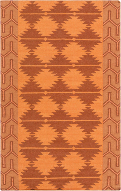 Burnt Orange Hand Woven 100% Wool Modern Rectangle Handmade rug, Indoor use only, no fringe, non-washable. runner also available