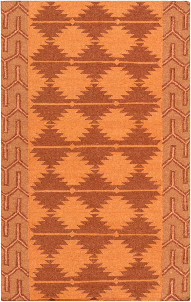 Burnt Orange Hand Woven 100% Wool Modern Rectangle Handmade rug, Indoor use only, no fringe, non-washable. runner also available