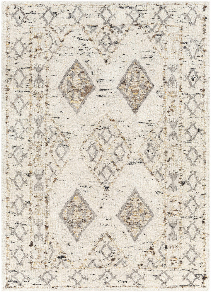 Cream Hand Woven 100% Wool Global Rectangle Handmade rug, Indoor use only, no fringe, non-washable.
