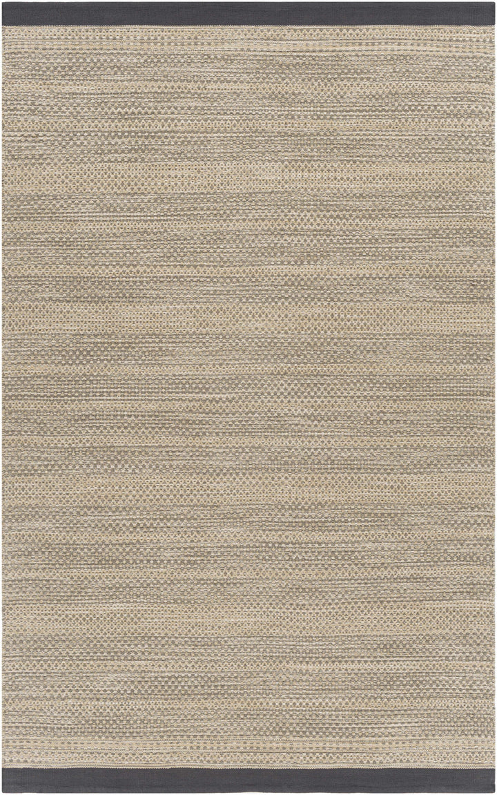 Charcoal Hand Woven 100% Cotton Rustic Rectangle Handmade rug, Indoor use only, no fringe, non-washable.