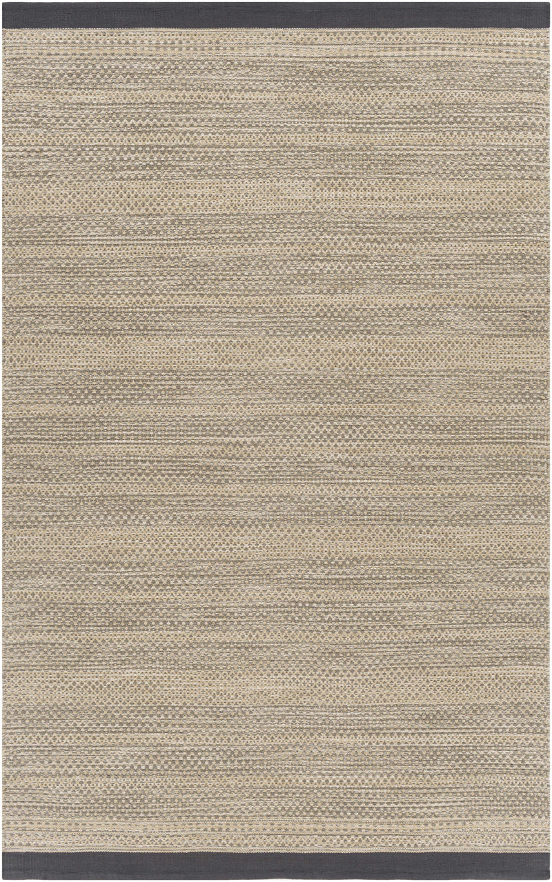 Charcoal Hand Woven 100% Cotton Rustic Rectangle Handmade rug, Indoor use only, no fringe, non-washable.