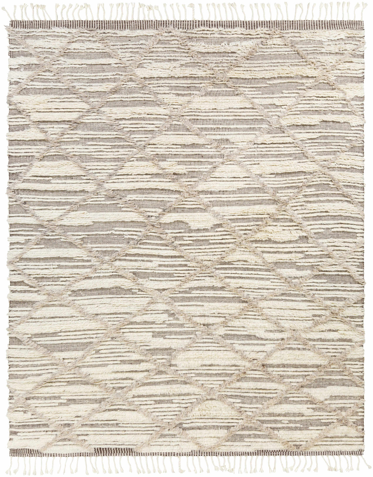 Light Beige Hand Knotted 100% Wool Global Rectangle Handmade rug, Indoor use only, has fringe, non-washable.