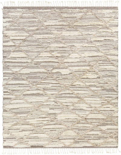 Light Beige Hand Knotted 100% Wool Global Rectangle Handmade rug, Indoor use only, has fringe, non-washable.