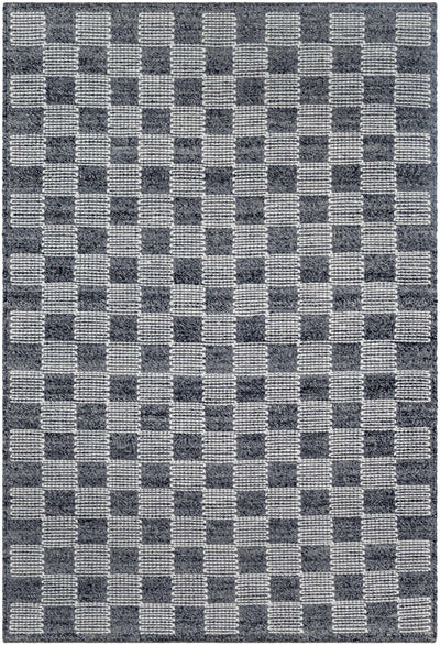 Charcoal Hand Woven 100% Wool Cottage Rectangle Handmade rug, Indoor use only, no fringe, non-washable.