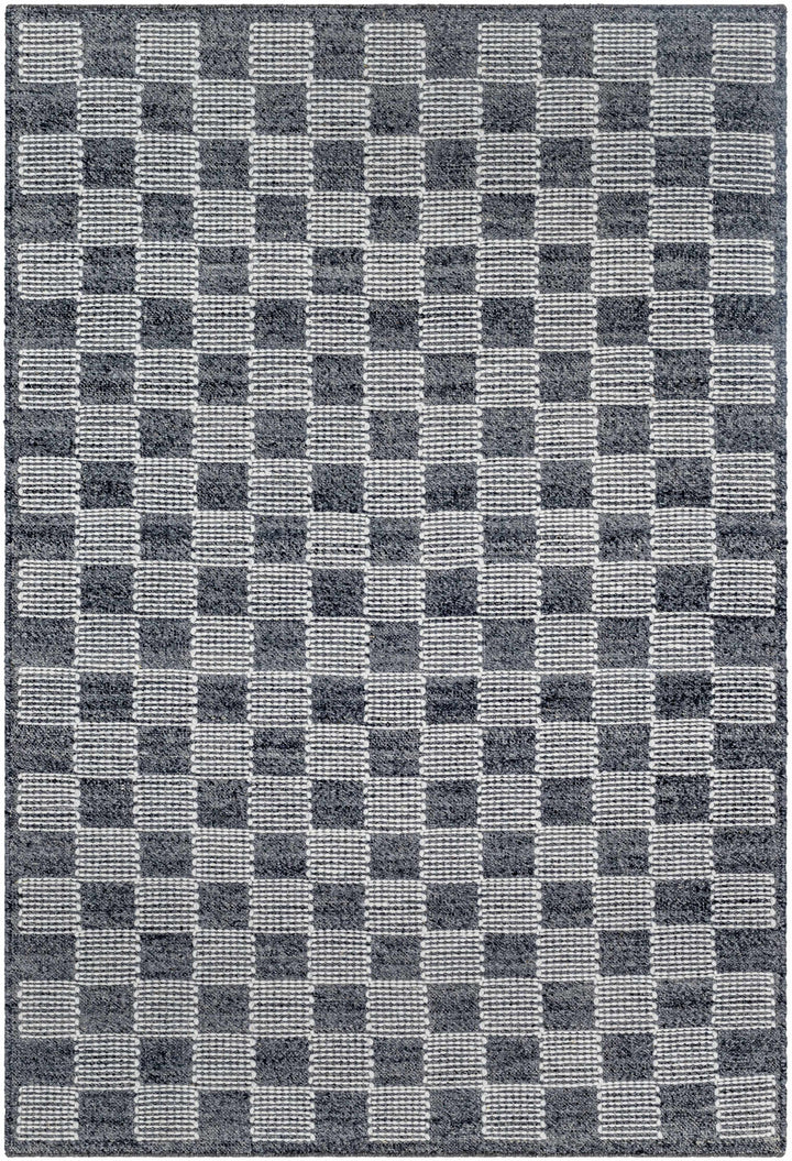 Charcoal Hand Woven 100% Wool Cottage Rectangle Handmade rug, Indoor use only, no fringe, non-washable.