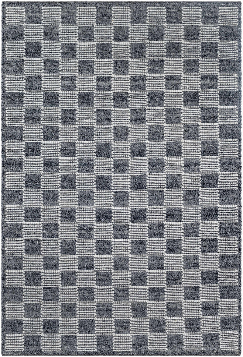 Charcoal Hand Woven 100% Wool Cottage Rectangle Handmade rug, Indoor use only, no fringe, non-washable.