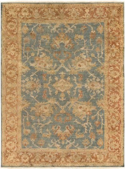 Teal Hand Knotted 100% NZ Wool Traditional Rectangle Handmade rug, Indoor use only, has fringe, non-washable.