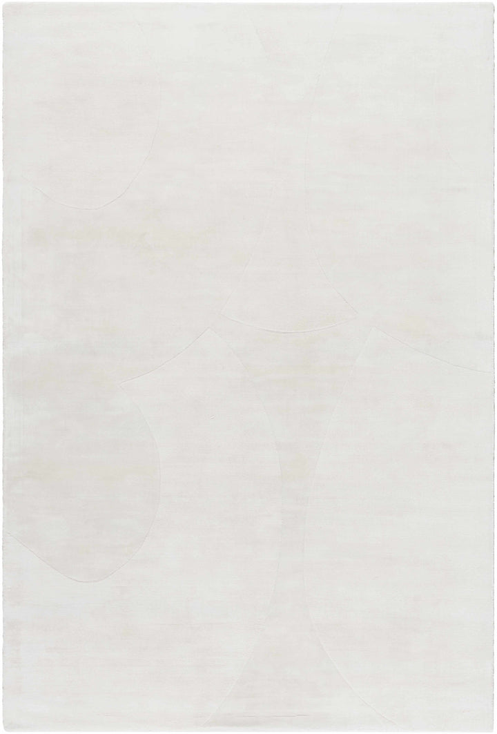 Ivory Hand Loomed 100% Viscose Modern Rectangle Handmade rug, Indoor use only, no fringe, non-washable.