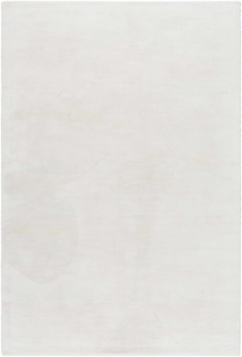 Ivory Hand Loomed 100% Viscose Modern Rectangle Handmade rug, Indoor use only, no fringe, non-washable.