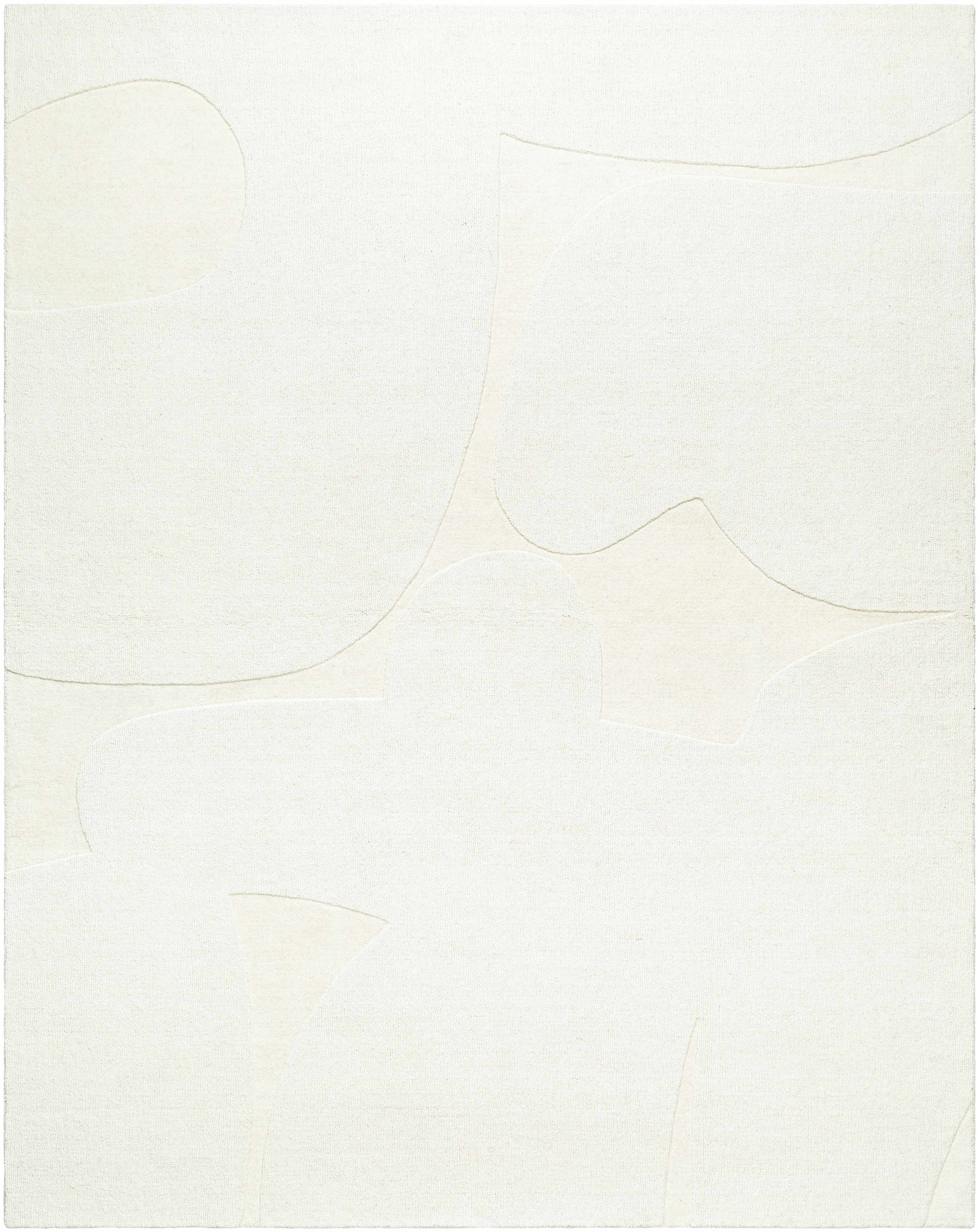 Ivory Hand Loomed 100% Wool Modern Rectangle Handmade rug, Indoor use only, no fringe, non-washable.