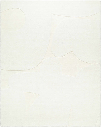 Ivory Hand Loomed 100% Wool Modern Rectangle Handmade rug, Indoor use only, no fringe, non-washable.