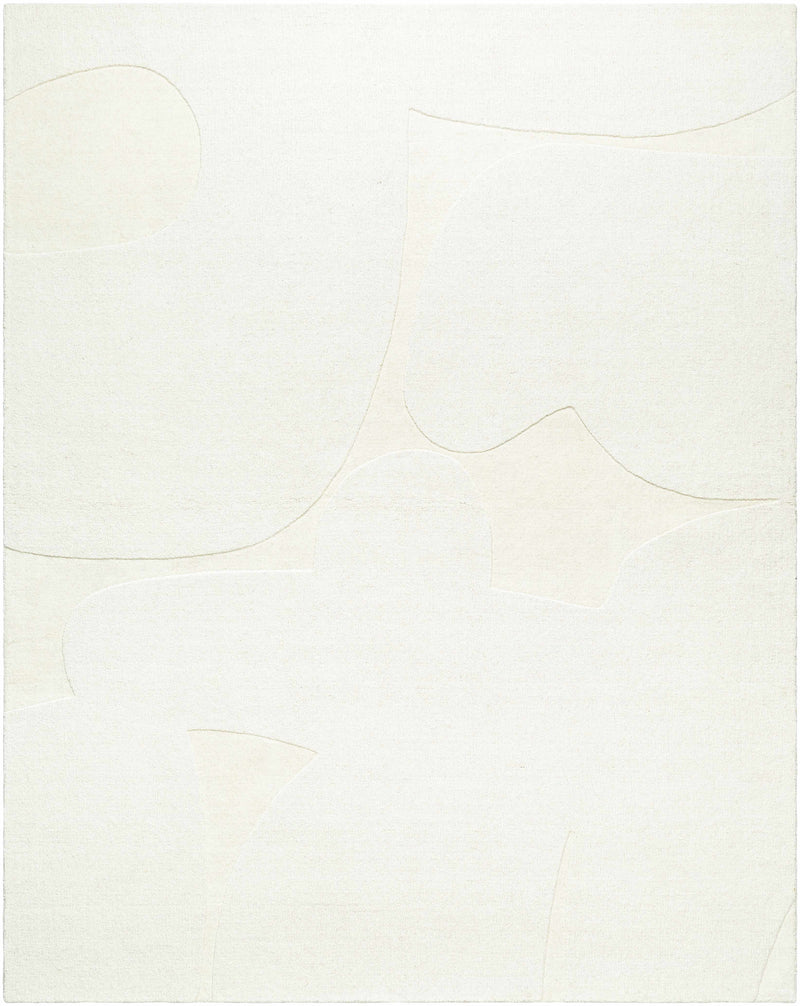 Ivory Hand Loomed 100% Wool Modern Rectangle Handmade rug, Indoor use only, no fringe, non-washable.