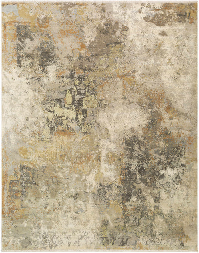Sage Hand Knotted 80% Wool, 20% Silk Modern Rectangle Handmade rug, Indoor use only, has fringe, non-washable.