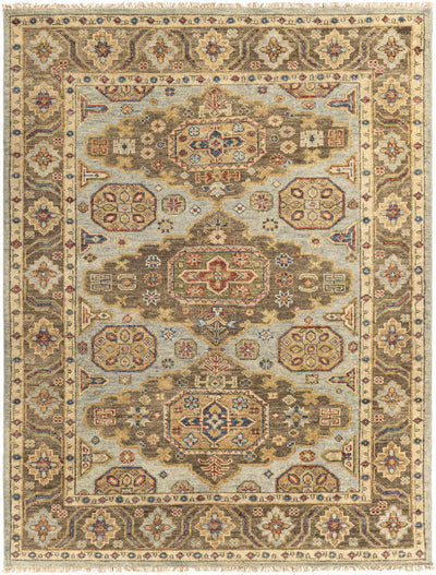 Aqua Hand Knotted 100% NZ Wool Traditional Rectangle Handmade rug, Indoor use only, has fringe, non-washable.